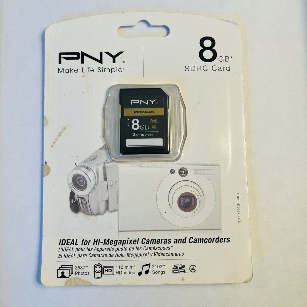 PNY Premium 8GB SDHC Class 4 Camera Flas Memory Card HD Video Photo P-SDHC8G4-GE
